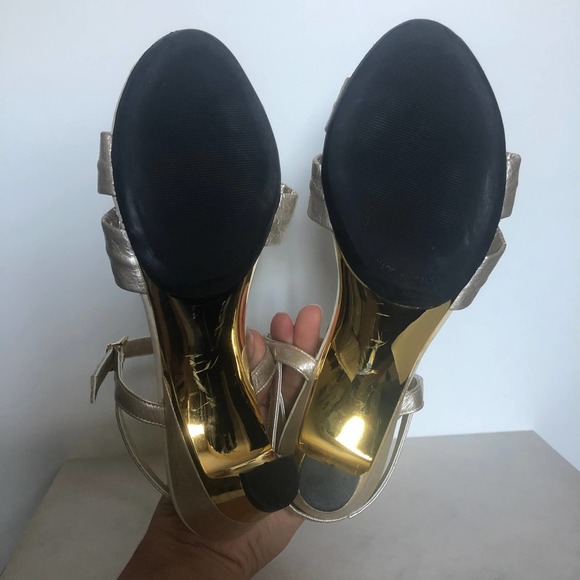 Onex Champagne Gold Bow Diamond Sandals - Picture 5 of 6